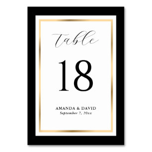 Elegant Black and Gold Wedding Table Number