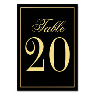 Elegant Black and Gold Wedding Table Number