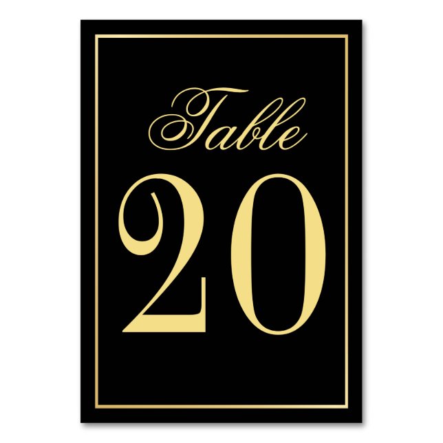 Elegant Black and Gold Wedding Table Number (Front)