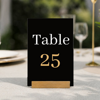 Elegant Black and Gold Wedding Table Number Card