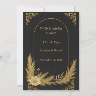 Elegant Black and Gold Wedding Thank You Card