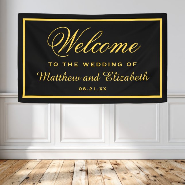 Elegant Black and Gold Wedding Welcome Banner (Creator Uploaded)