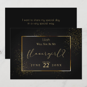 Elegant Black and Gold  Will You Be My Flower Girl Invitation