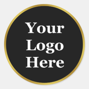 Elegant Black and Gold Your Logo Here Template Classic Round Sticker
