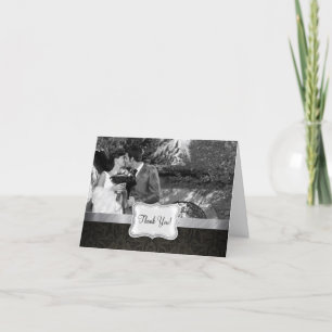 Elegant Black and Gray Damask Thank You Card