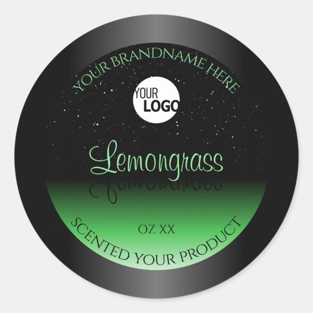 Elegant Black and Green Product Label Glitter Logo (Front)