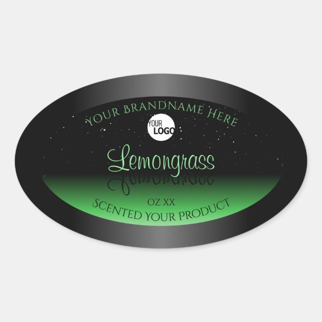 Elegant Black and Green Product Label Glitter Logo (Front)