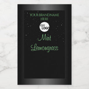 Elegant Black and Green Product Label Glitter Logo