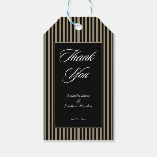 Elegant Black and Green Stripes Thank You Gift Tags