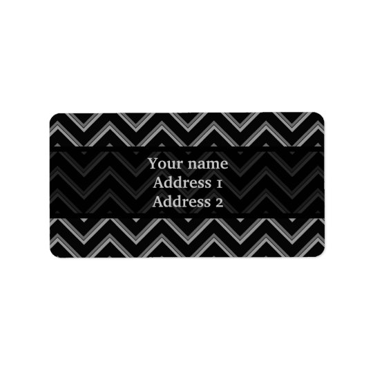 Elegant black and grey chevron pattern address label