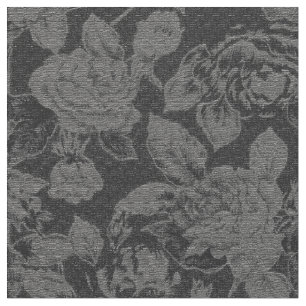 Elegant Black and Grey Floral Print Fabric