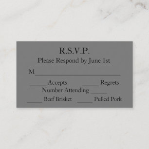 Elegant Black and Grey Formal Wedding RSVP Cards