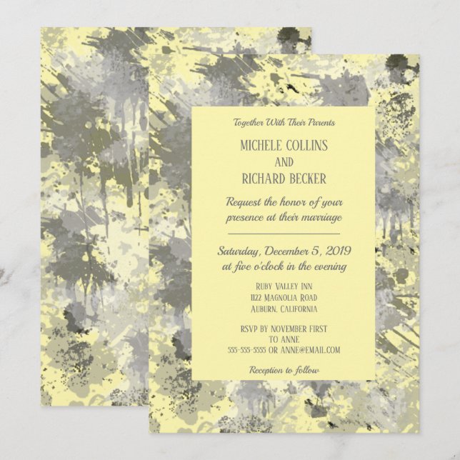 Elegant Black and Grey Invitation (Front/Back)