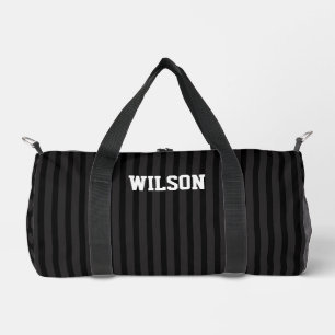 Elegant black and grey monogram name duffle bag