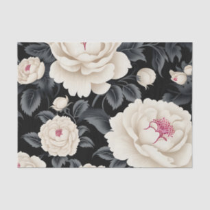 Elegant Black And Ivory Floral Tissue Paper