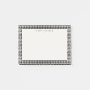 Elegant Black and Ivory Houndstooth Monogram Post-it Notes