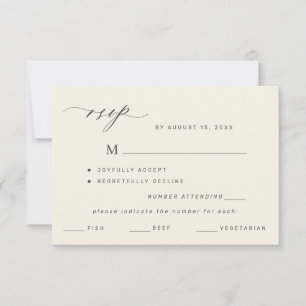 Elegant black and ivory menu choice wedding rsvp