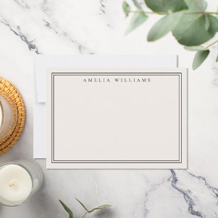 Elegant Black and Ivory Minimalist Two Border Card