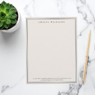Elegant Black and Ivory Minimalist Two Border Custom Letterhead