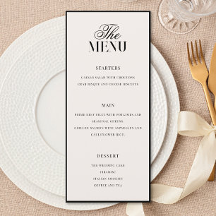 Elegant Black and Ivory Old Money Wedding Menu