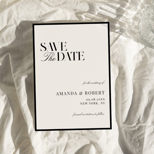 Elegant Black and Ivory Old Money Wedding Save The Date (Creator Uploaded)