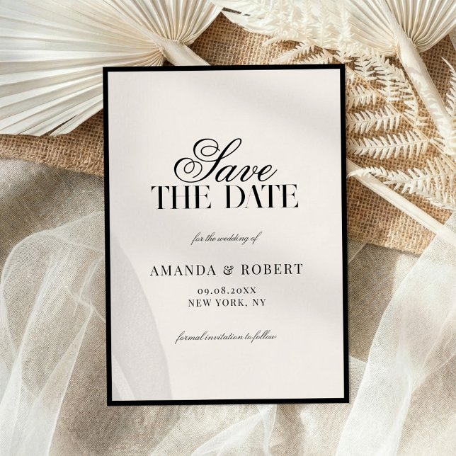 Elegant Black and Ivory Old Money Wedding Save The Date (Creator Uploaded)