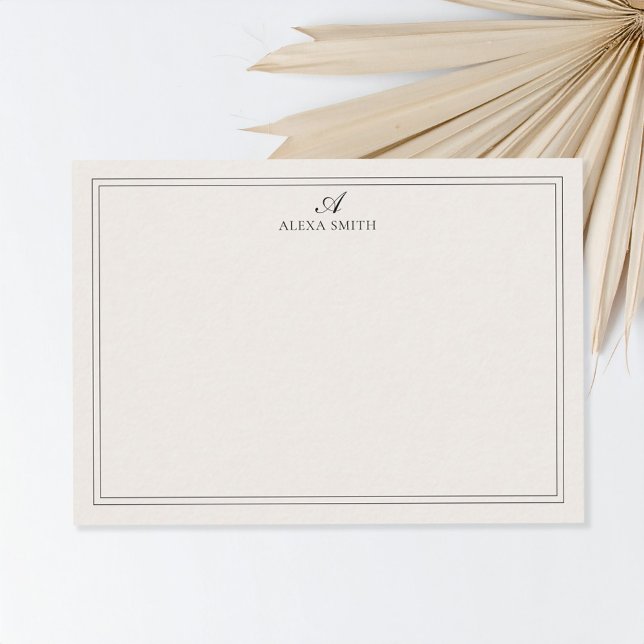 Elegant Black and Ivory Script Monogram Border Card (Creator Uploaded)