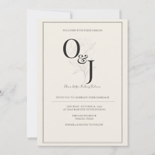 Elegant Black and Ivory Typography Wedding Invitation