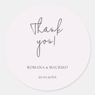 Elegant Black And Lilac Minimalist Classic Round Sticker