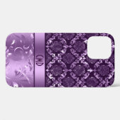 Elegant Black And Metallic Purple Damasks & Lace C Case-Mate iPhone Case (Back (Horizontal))
