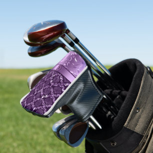 Elegant Black And Metallic Purple Damasks & Lace Golf Head Cover