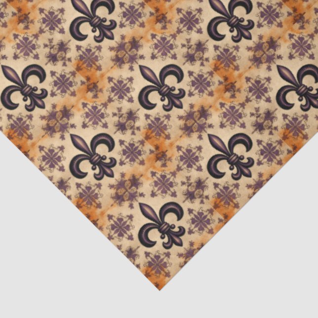 Elegant Black and Orange Decoupage Pattern Tissue Paper (Detail)