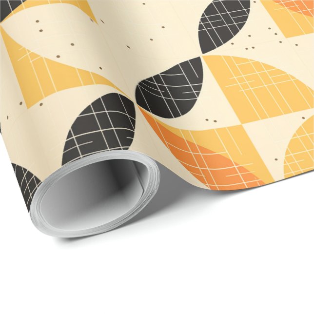 Elegant Black and Orange HalloweeHalloween Pattern Wrapping Paper (Roll Corner)