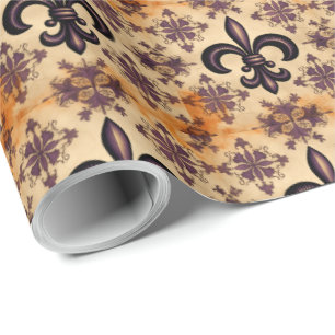 Elegant Black and Orange Pattern Wrapping Paper