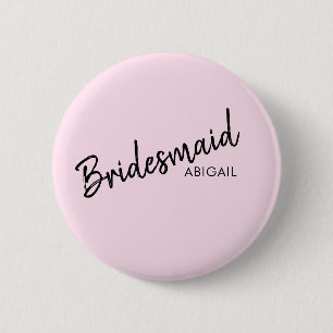 Elegant Black and Pink Bridesmaid Button