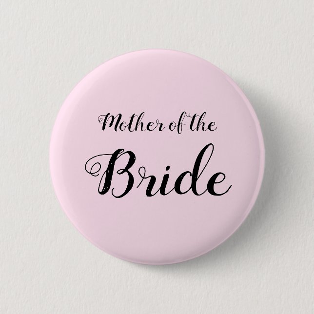 Elegant Black and Pink Mother of the Bride 6 Cm Round Badge (Front)