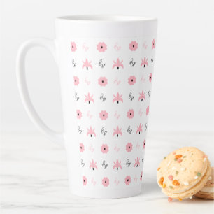 Elegant Black and Pink Pattern Design Latte Mug
