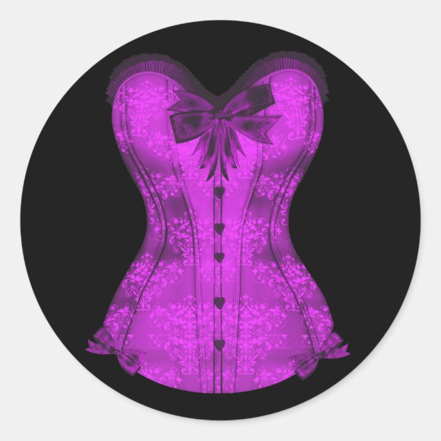 Elegant Black and Purple Corset Stickers (Front)