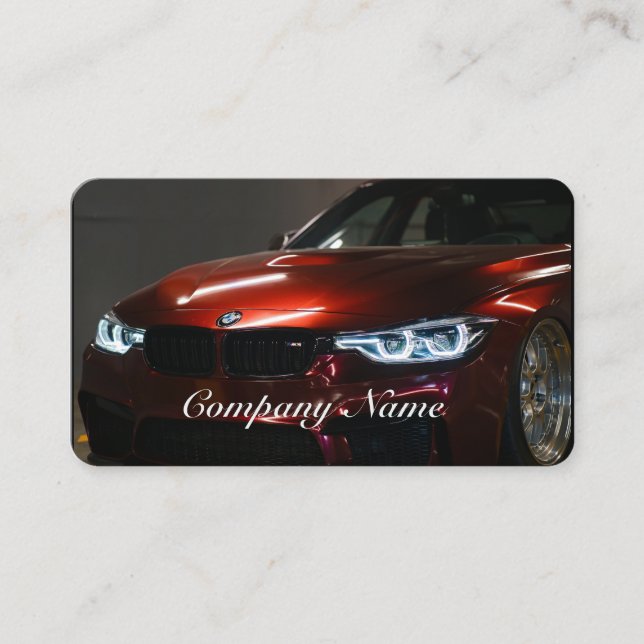 Elegant Black and Red Automotive Business Card (Front)