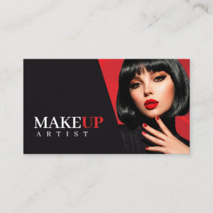  Elegant Black and Red Beauty Business Card 