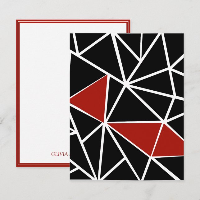 Elegant black and red geometric pattern card (Front/Back)