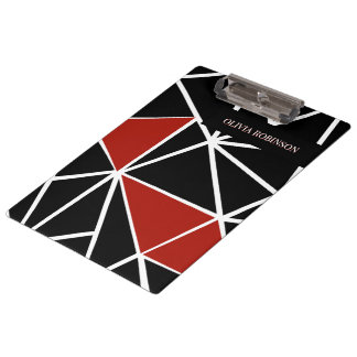 Elegant black and red geometric pattern clipboard