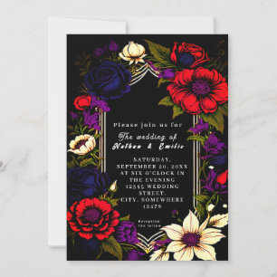 Elegant Black and Red Gothic wedding invitation