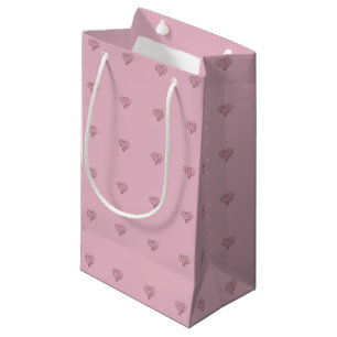 Elegant Black and Red Hearts Pattern Pink Gift Bag