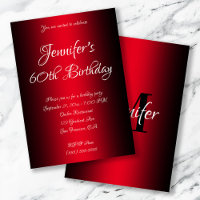 Elegant Black and Red Ombre 60th Birthday