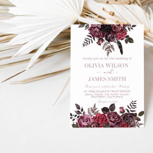 Elegant Black and Red Roses Wedding Party Invitation