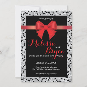 Elegant black and red wedding invitation