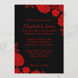 Elegant Black And Red Wedding Invitations