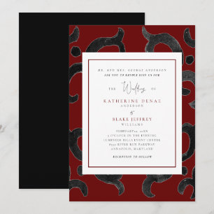 Elegant Black and Red Winter Wedding  Invitation