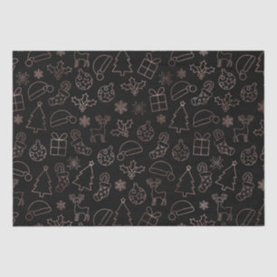 Elegant Black and Rose Gold Foil Christmas Pattern Tissue Paper